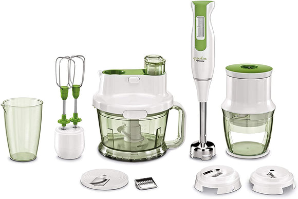 PEPCOOK Greenline Hand Blender Set | 1000 W | 4-Piece Accessory Set | Measuring Cup