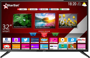 StarSat 32" HD Smart LED TV, Slim bezel design, 2xHDMI and 2xUSB Ports, Android 9.0, WiFi, NetFlix, PlayStore, AV and PC mode