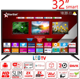 StarSat 32" HD Smart LED TV, Slim bezel design, 2xHDMI and 2xUSB Ports, Android 9.0, WiFi, NetFlix, PlayStore, AV and PC mode